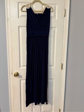 Pinkblush Navy Maxi Dress with Cream Crochet Trim